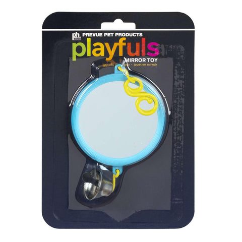Prevue Hendryx Birdie Basics 2 Sided Mirror with Bell Bird Toy, 6 x 3 (60422)