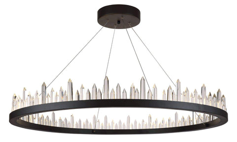 Elegant Lighting 1705D42SDG Malta - 42" 56W 56 LED Adjustable Chandelier, Satin Dark Grey Finish with Royal Cut Crystal