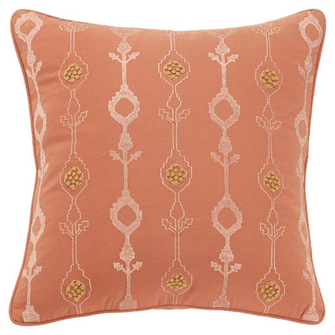 Rizzy Home Embroidered Cotton Botanical Decorative Throw Pillow, 20 x 20 inches, Gold, Orange, Cream