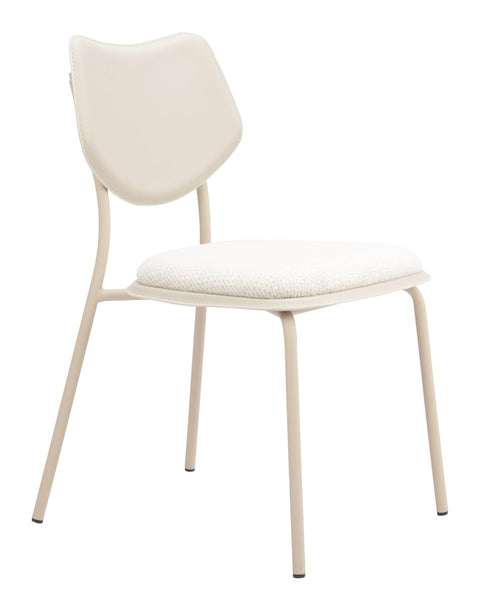 Zuo Zeal Dining Chair (Set of 4) Light Gray & Beige, Gray Dining Chair, Comfy Polyester Fabric and Durable Faux Leather, Plywood, Indoor Dining, 18.7" W x 22" D x 32.7" H