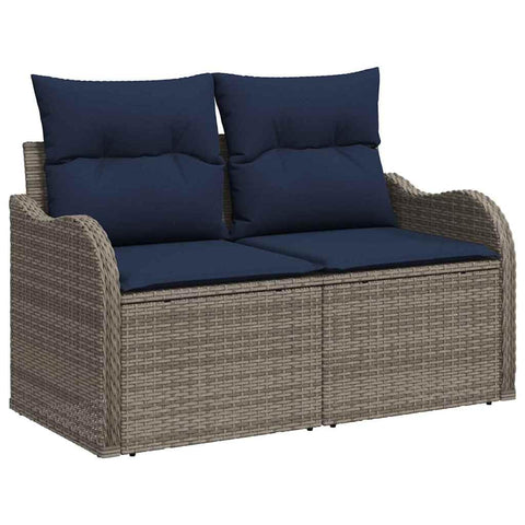 vidaXL Garden Sofa with Cushion Gray 121 x 62 x 69cm Poly Rattan,