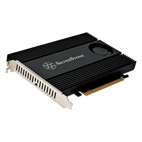 PCIe4.0 X 16 to 4X M.2 adapter card Gen4x4 per port 30X30 dual ball fan active cooling with switch support 2230 / 2242 / 2260 / 2280LED indicatorbifurcation requiredAluminum heatsink with thermal pad inclouded.