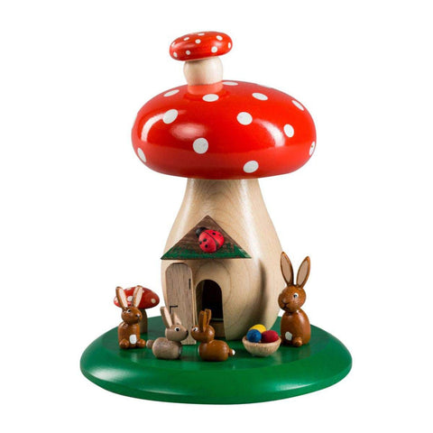 Alexander Taron Richard Glaesser Smoker Richard Glaesser Smoker - Bunny Family with Eggs on Mushroom - 5.15" H