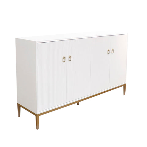 Pasargad Home Victoria Ivory Sideboard, 4 Doors, 2 Drawer with Bronze Metal Frame, W63