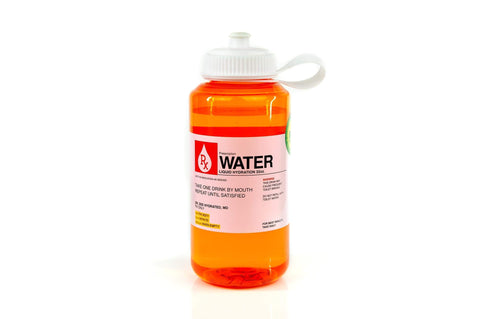 Prescription Water 32 Oz Plastic Water Bottle With Lid - Wide-Mouth, BPA-Free Novelty Hydroflask - Fun, Unique Orange Medicine Bottle With Screwtop Cap Design - Hydration Enthusiast Gift Idea