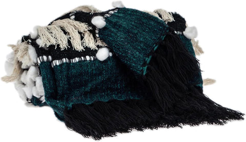 Parkland Collection Naina Eclectic Blue 52" x 67" Woven Handloom Throw