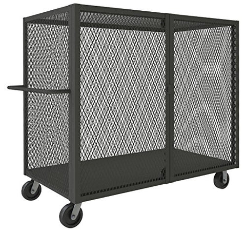 Cage Truck 30 x 60 Double Door 6 Inch x 2 Inch Phenolic Casters (2) Rigid (2) Swivel Low Deck Tubular Push Handle Pad Lockable Gray