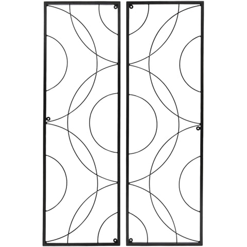 Corona Wrought Iron Trellis, Set of 2 Modular Wall-Mounted Garden Trellises, 28" W x 42" H, Concentric Circle Design, Black Powder Coated