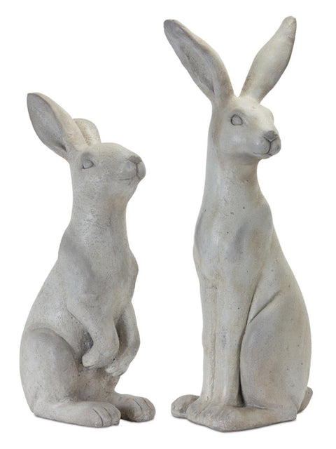 Melrose Modern Home Decorative Rabbit (Set of 2) 19.5" H, 24" H Stone Powder