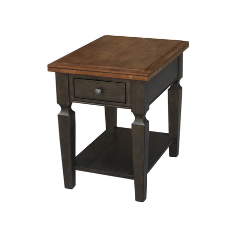 IC INTERNATIONAL CONCEPTS Vista Solid Wood End Table in Hickory/Washed Coal