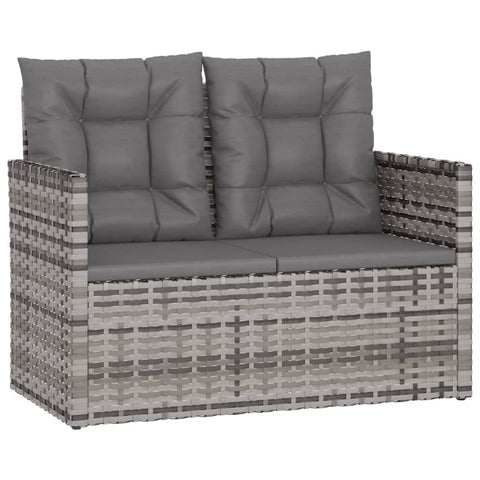 vidaXL Modern Patio Bench 41.3" – Outdoor Poly Rattan Furniture in Gray with Anthracite Cushions – Weather- Material with a Durable, Powder-Coated Steel Frame.