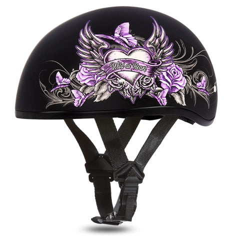 Daytona HELMETS Motorcycle Half Helmet Skull Cap- Wild at Heart 100% DOT Approved