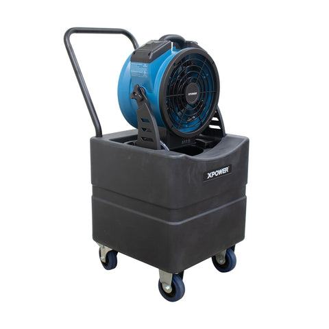 XPOWER FM-65WBK Battery Operated Rechargeable Variable Speed Outdoor Cooling Misting Fan with Built-in Water Pump, Hose, and WT-35 Mobile Water Reservoir Tank