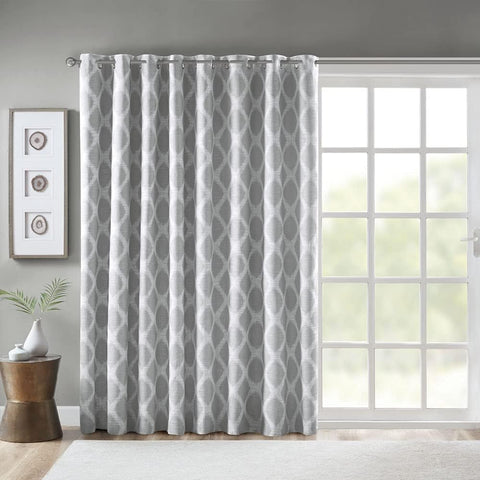 Oakestry Blakesly Ikkat Design Blackout Curtains Thermal Insulated Solid Grommet Top Blackout Panels/Draperies for Bedroom/Living Room, 100" X 84", Grey