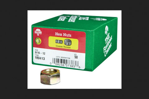 Hillman Hex Nut 9/16" Grade 8 Coarse 50 / Box