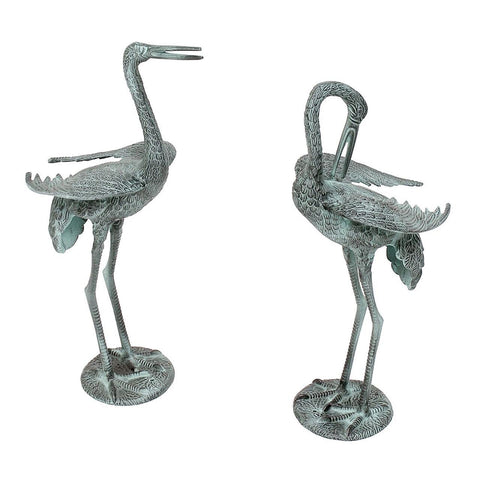 Achla Designs PC01 Preening Pair Crane Animal Bird Statue Garden Accent