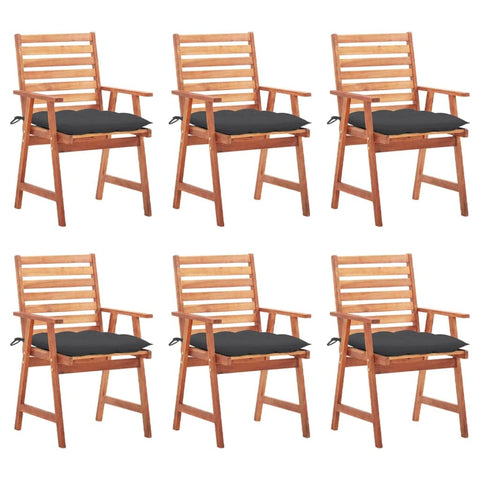 vidaXL 6X Solid Acacia Wood Patio Dining Chairs with Cushions Garden Balcony Backyard Terrace Wooden Chair Dinner Dinette Furniture