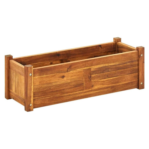 Oakestry Garden Raised Bed Wooden Raised Flower Bed Planter Outdoor Indoor Solid Acacia Wood Brown Box Elevated Planter Square Raised Garden Box Vegetable Herb Container Compact Easy Assembly