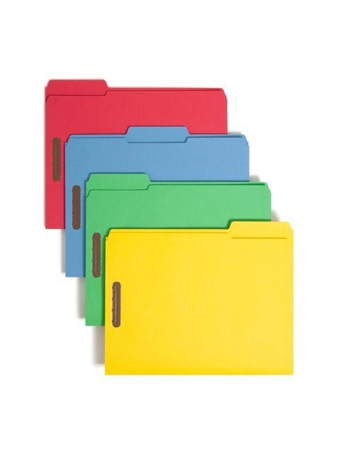 Smead Fastener File Folders, 50 Count, Assorted Colors, Reinforced 1/3-Cut Tabs, 2 Fasteners, Letter Size (11975)