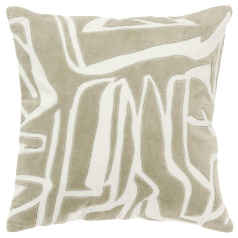 Rizzy Home DSFabricsCES Cotton Throw Pillow, Abstract Decorative, 20 x 20 inches, Ivory/Green, Modern Style