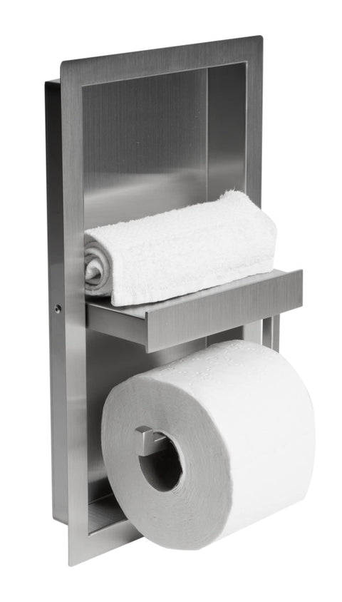 AlFI brand ABTPN88-BSS Bathroom Shelving/Toilet Paper Holder, Brushed Stainless Steel