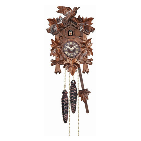 River City Clocks 12 Melody Quartz Cuckoo Clock with Five Leaves and Bird