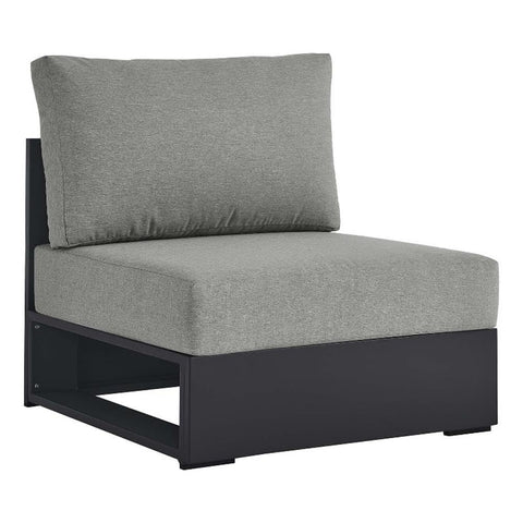 Modway Tahoe Aluminum Armless Patio Gray Modular Weather-Resistant Cushions-Perfect as Club Outdoor Lounge Chair