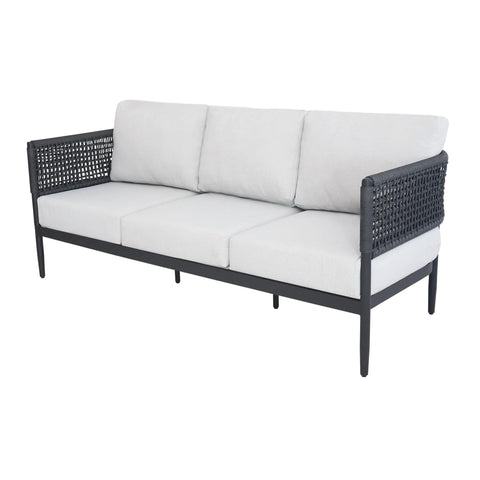 IC INTERNATIONAL CONCEPTS Outdoor Aluminum Woven Abaca Rope 3 Seater Patio Sofa with Cushions