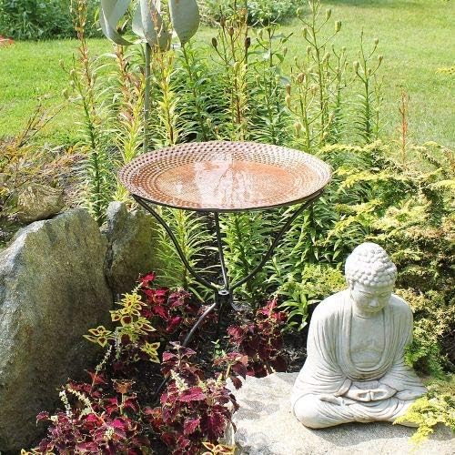 24" Hammered Copper Birdbath