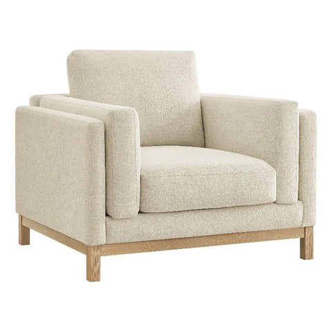 Modway Roscoe Fabric Armchair in Ivory - Comfortable Deep Seat Accent Chair with Arms for Living Room or Bedroom