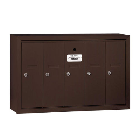 Salsbury Industries 3505ZSU Surface Mounted Vertical Mailbox with USPS Access and 5 Doors, Bronze