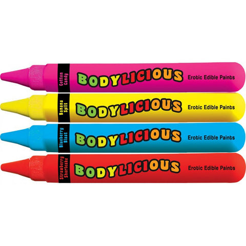 Hott Products Bodylicious Edible Body Paint Pens, Red/Pink/Blue/Yellow, 0.81 Pound