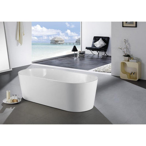 Kube Ovale 67'' White Free Standing Bathtub - Easy to Clean Easy to Repair