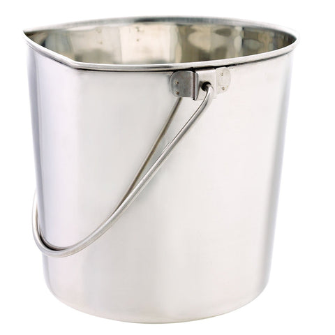 ProSelect Stainless Steel Flat Sided Pails — Durable Pails for Fences, Cages, Crates, or Kennels - 8¾", 6-Quart