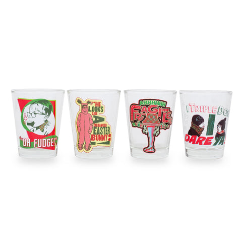 Silver Buffalo A Christmas Story Quotes 2-Ounce Mini Whiskey Shot Glass Cups, Set of 4