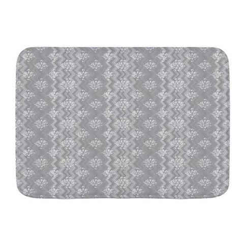 Bath Mat Rug,Abstract Embroidery Damask Grunge backgroundPlush Bathroom Decor Mats with Non Slip Backing,31.5" X 19.5"