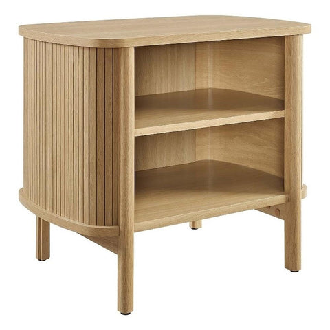 Modway Cadence Modern Fluted Nightstand in [Color] - Wood Grain Open Shelf Side Table with Storage - Versatile Small Accent Table - Boho End Table for Living Room or Bedroom