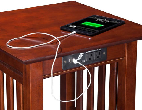 AFI, Mission End Table with Charging Station, Walnut