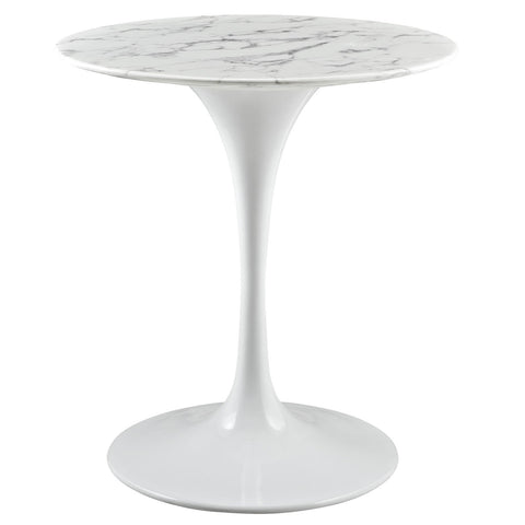 Modway Lippa Round 28" Mid-Century Modern Artificial Marble Dining Table in White