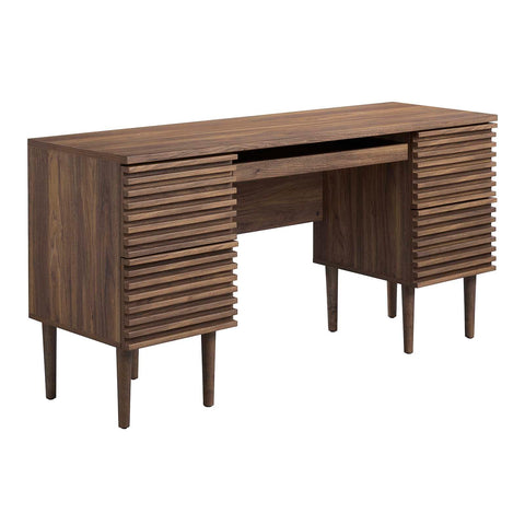 Modway Render Mid-Century Modern, Office Desk, Walnut