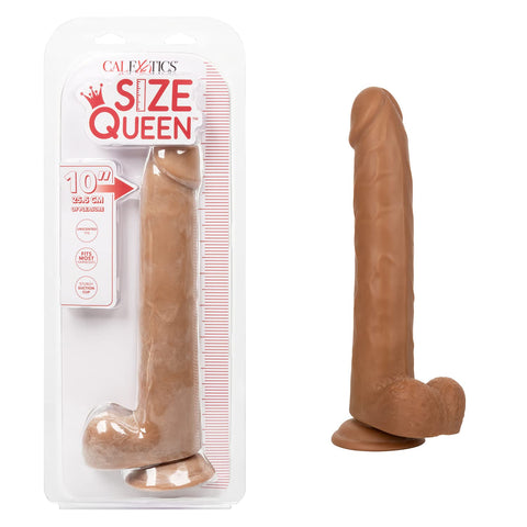CalExotics Size Queen 10 Inch Dildo with 6 Inch Shaft Circumference and Sturdy Suction Cup - Brown SE-0262-55-2