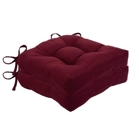 ACHIM Chase Tufted Chair Seat Cushions, 2-Pack, Burgundy - 16" x 15" x 3" - Comfortable Seat Cover Pad with Stain Repellent Fabric & Ties to Indoor & Ourdoor Chair Styles Home Decor