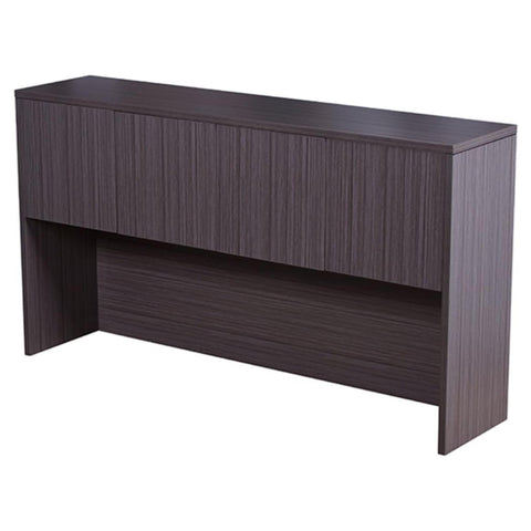 Oakestry Executive Hutch Desk Driftwood Finish Storage Laminate Office Furniture Durable Scratch Resistant Surface Contemporary Design Offers Ample Storage Complementing Professional Setting