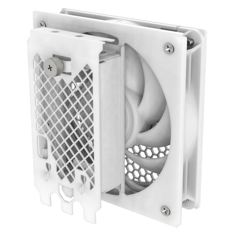 White color External PCI slot bracket for system cooling solution with 120mm white fan 4pin PWM cable