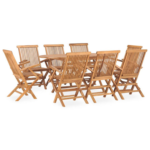 vidaXL Solid Teak Wood 9-Piece Folding Patio Dining Set - Retro Design - Oval Table - Outdoor Furniture Set for Terrace, Garden, Patio.