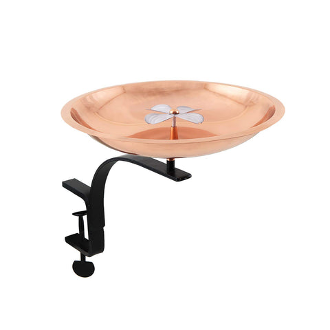 Achla Designs BB-08-RM Dogwood Rail Mount Bracket Birdbath, Copper Plated and Colored Patina Finish, Black