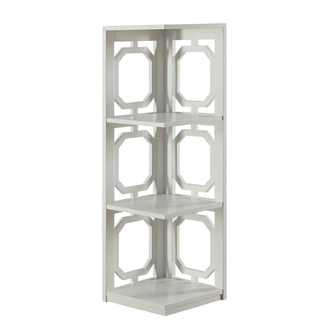 3-Tier Corner Bookcase in White Finish