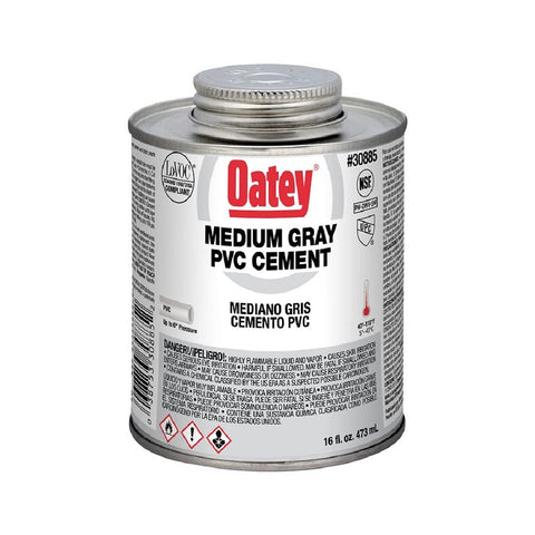 Oatey, 16 oz 30885 PVC Medium Cement, Gray, 16-Ounce, Color