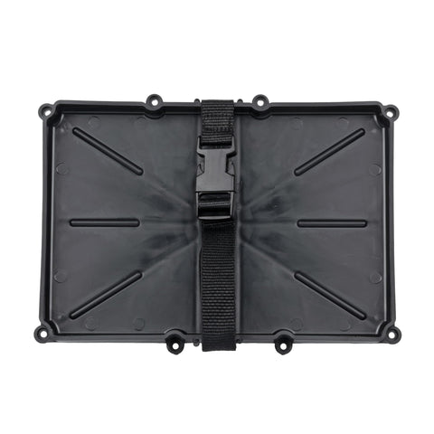 T-H Marine Narrow Battery Tray Holder with Poly Strap – Space Saving NMMA Certified Battery Tray with Recessed Mounting Wells for Marine, RV, and Trolling Motor Installations – Group 24, 10-5/8" x 7"