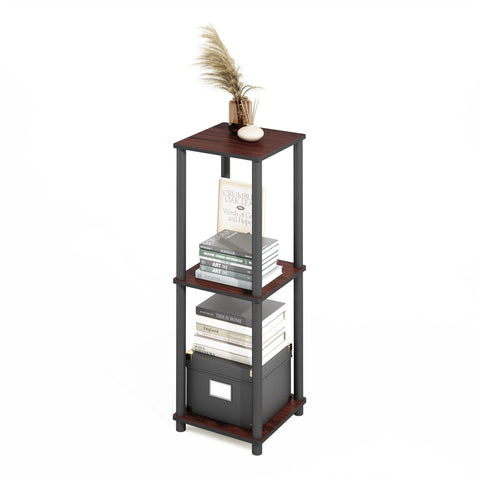 Furinno Turn-N-Tube Easy Assembly Stackable Bookcase Bookshelf Dark Cherry/Black